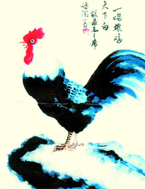 雄鸡(国画)陈诗展